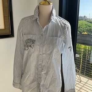 IKKS 100% Cotton Striped Long Sleeve Button Down Shirt